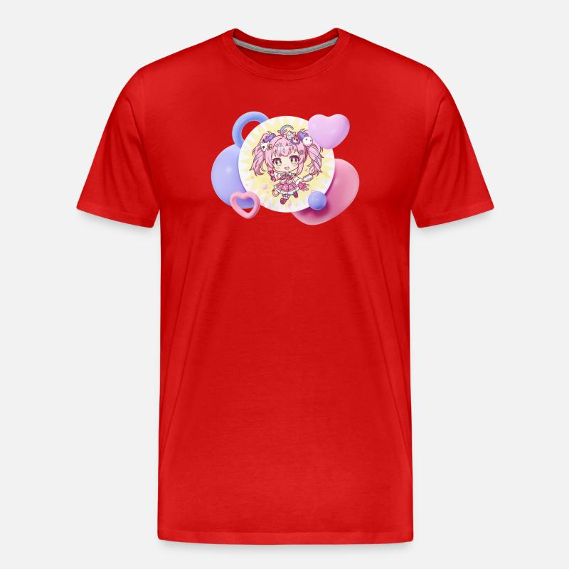 Pastell-Chibi mit Herzchen - Männer Premium Bio T-Shirt - Rot