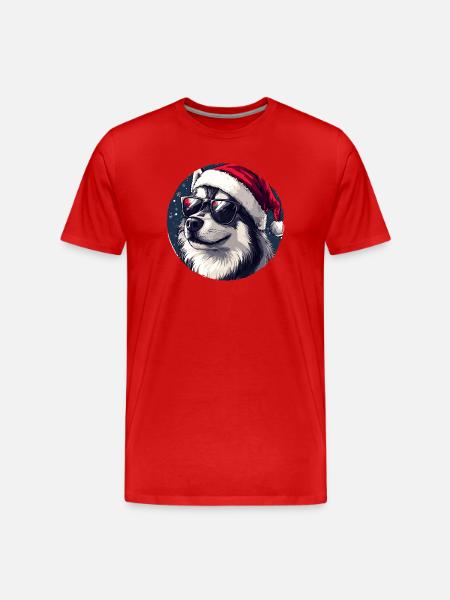 Siberian Husky Santa Sunglasses - Men's Premium Organic T-Shirt - red
