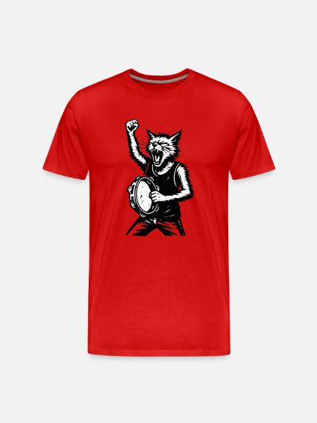 Katzendrummer Sturm - Männer Premium Bio T-Shirt - Rot