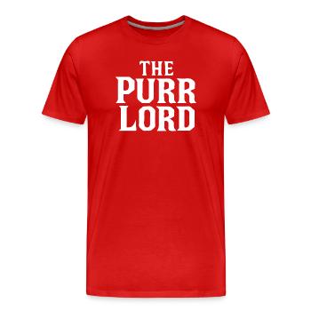 The Purr Lord Bold Mafia Typography - Men's Premium Organic T-Shirt - red - Front - Damien (186cm)
