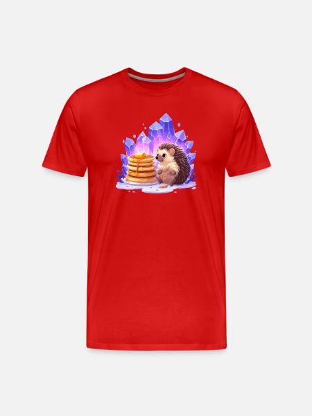 Hedgehog with pancakes and crystals - Men's Premium Organic T-Shirt - red