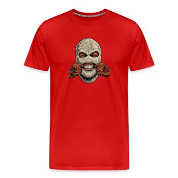 Gangster Ski Mask 90s Old School Hip Hop - Men's Premium Organic T-Shirt - red - Front - Damien (186cm)