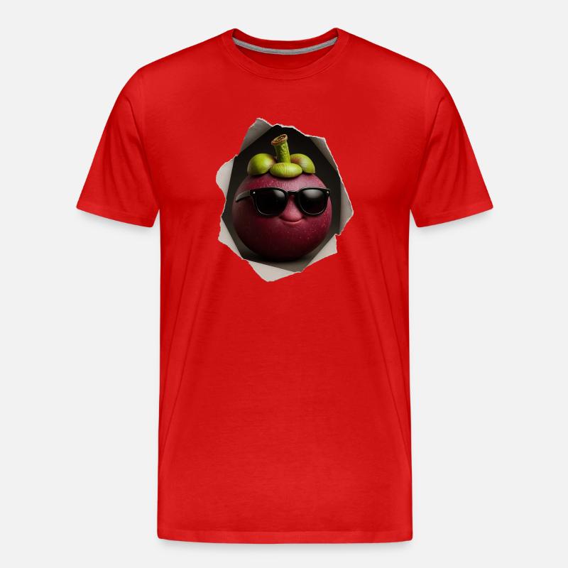 Mangostane mit Sonnenbrille - Männer Premium Bio T-Shirt - Rot