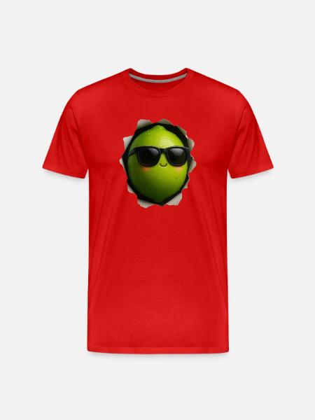 Lime with sunglasses mascot - Men's Premium Organic T-Shirt - red