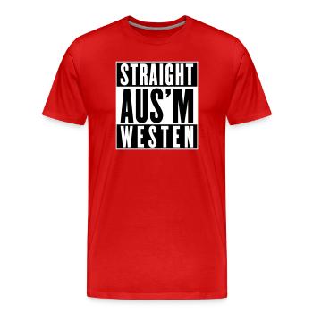 Straight aus'm Westen (Farben änderbar) - Männer Premium Bio T-Shirt - Rot - Vorne - Damien (186cm)