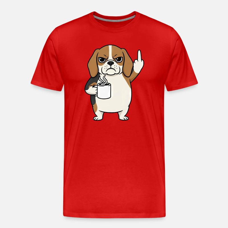 Sauerer Beagle mit Kaffee Cartoon Mittelfinger - Männer Premium Bio T-Shirt - Rot