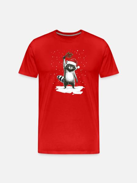 Christmas Racoon Waschbär Weinachtsmann - Männer Premium Bio T-Shirt - Rot
