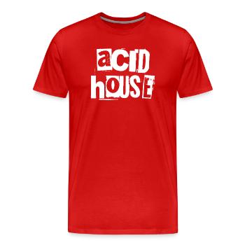 Acid House Grunge Typographie Tee - T-shirt bio Premium Homme - rouge - Devant - Damien (186cm)