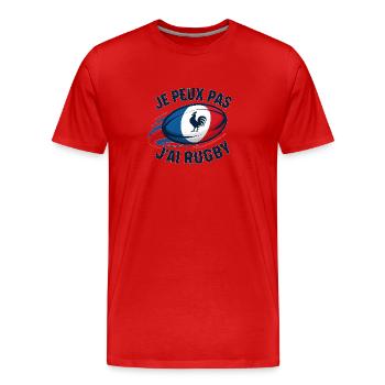 Je peux pas j'ai rugby - T-shirt bio Premium Homme - rouge - Devant - Damien (186cm)