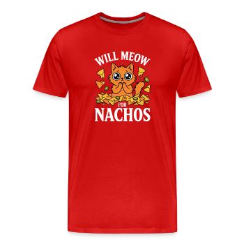 Will Meow for Nachos Cats Snack Humor - Men's Premium Organic T-Shirt - red - Front - Damien (186cm)