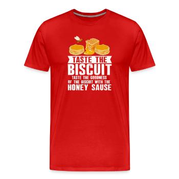 Goûte le filet biscuit miel - T-shirt bio Premium Homme - rouge - Devant - Damien (186cm)