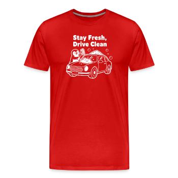 Fresh Wash Car Motif - Men's Premium Organic T-Shirt - red - Front - Damien (186cm)