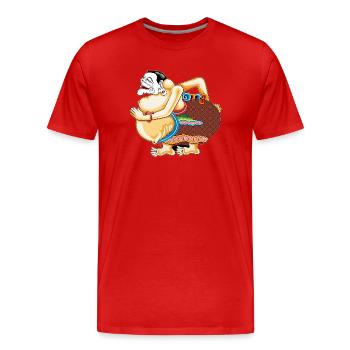 Caricature de Hula Vivante - T-shirt bio Premium Homme - rouge - Devant - Damien (186cm)