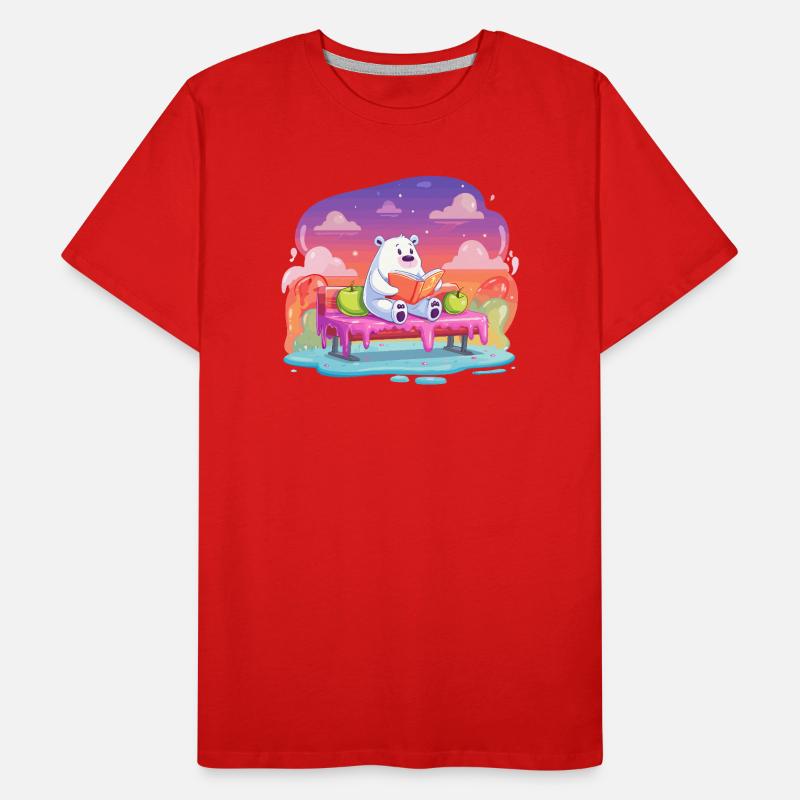 Reading polar bear in a color dream Men's Premium Organic T-Shirt
