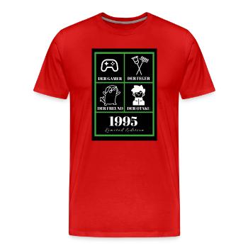 Marvin_T-shirt_grün - Männer Premium Bio T-Shirt - Rot - Vorne - Damien (186cm)