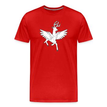 Geflügeltes Reh – edles Wappentier Wald - Männer Premium Bio T-Shirt - Rot - Vorne - Damien (186cm)