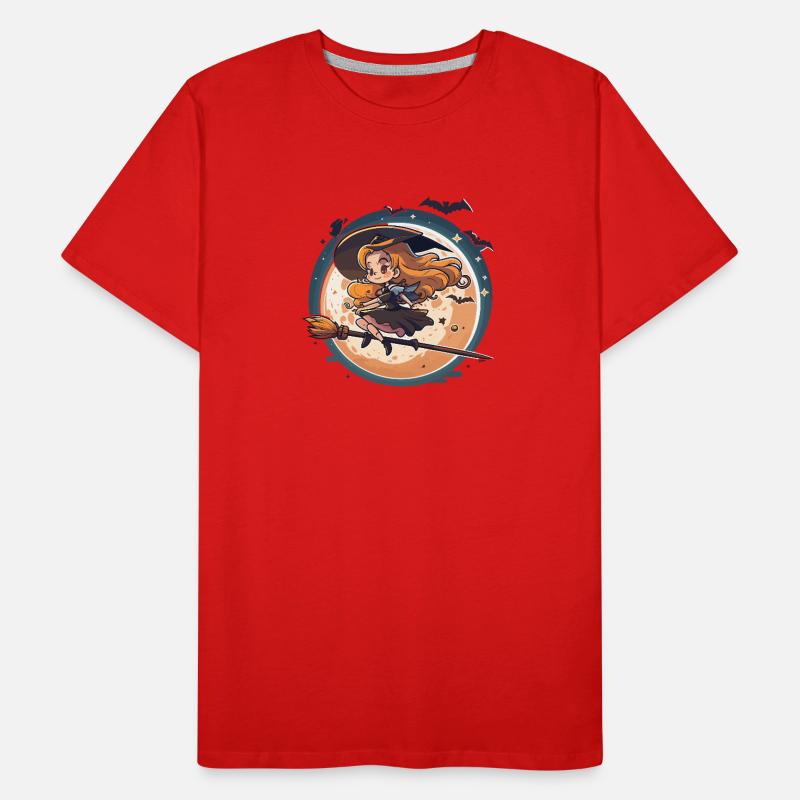 Moonlight Witch on Broom Men's Premium Organic T-Shirt
