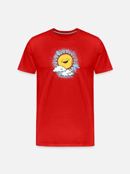 Smiling sun above clouds - Men's Premium Organic T-Shirt - red