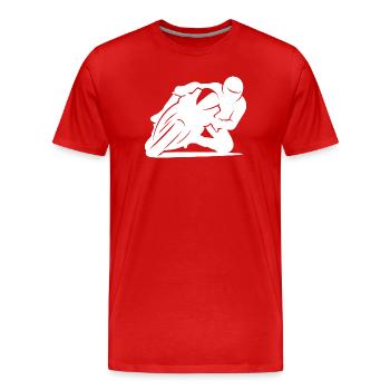 Silhouette minimaliste de moto de course - T-shirt bio Premium Homme - rouge - Devant - Damien (186cm)