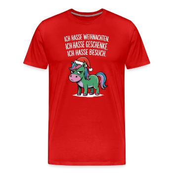 Ich hasse Weihnachten Einhorn Anti Weihnachten - Männer Premium Bio T-Shirt - Rot - Vorne - Damien (186cm)