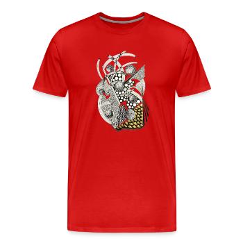 Ornement abstrait avec accents dorés - T-shirt bio Premium Homme - rouge - Devant - Damien (186cm)