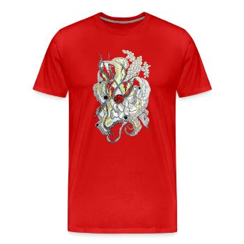 Dragon d’eau dans la mer d’écailles - T-shirt bio Premium Homme - rouge - Devant - Damien (186cm)