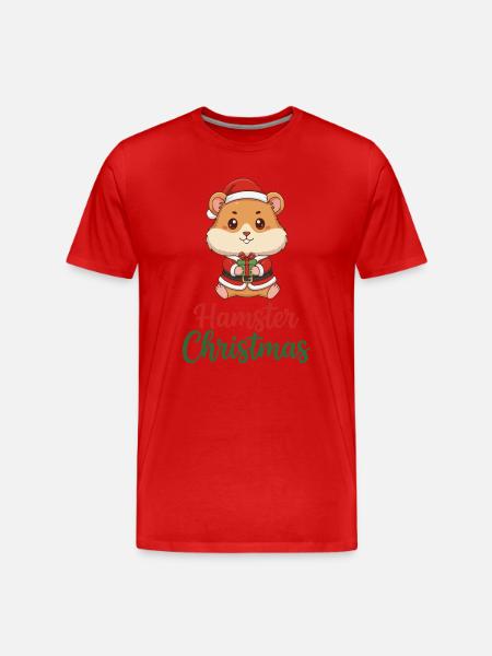 Hamster Christmas Cheer - Men's Premium Organic T-Shirt - red
