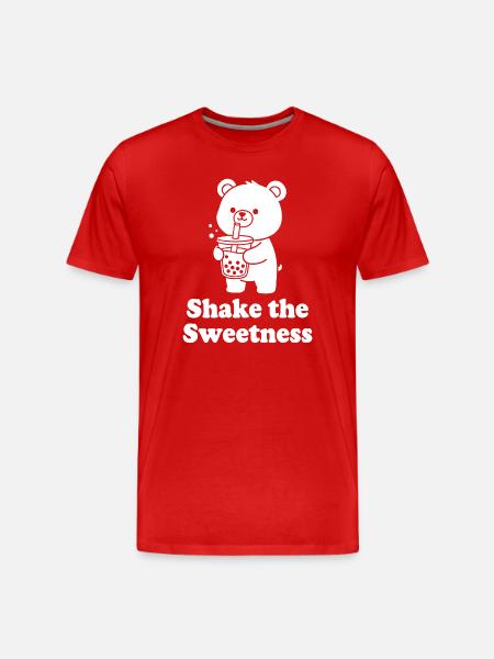 Cuddly Bear with Bubble Tea - Men's Premium Organic T-Shirt - red