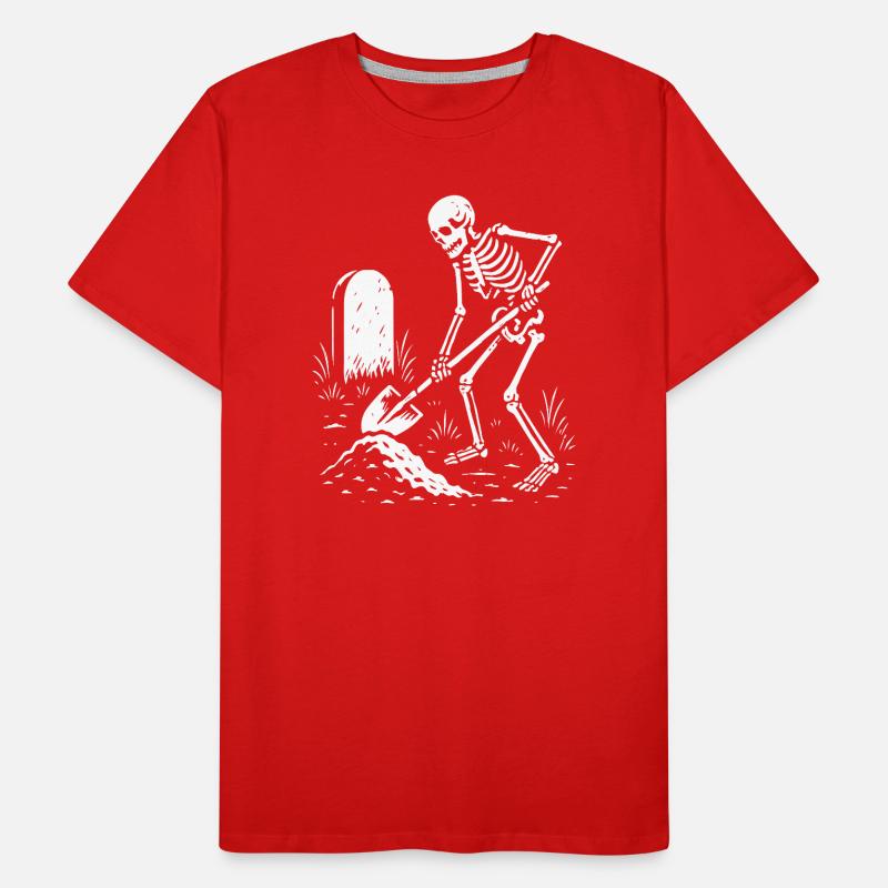 Skeleton Digging in Graveyard Men's Premium Organic T-Shirt