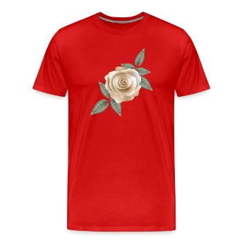 Rose délicate couleur sable avec de doux accents de feuilles - T-shirt bio Premium Homme - rouge - Devant - Damien (186cm)