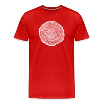 Baumscheibe Holzringe – Naturmotiv Weiß - Männer Premium Bio T-Shirt - Rot - Vorne - Damien (186cm)