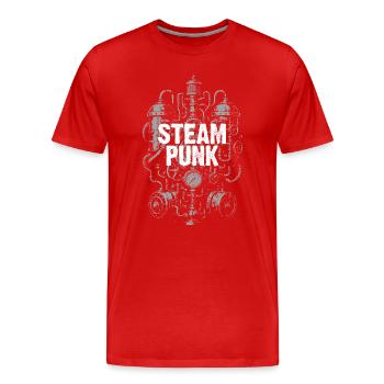 Steampunk Gearpunk Boiler Art - Men's Premium Organic T-Shirt - red - Front - Damien (186cm)