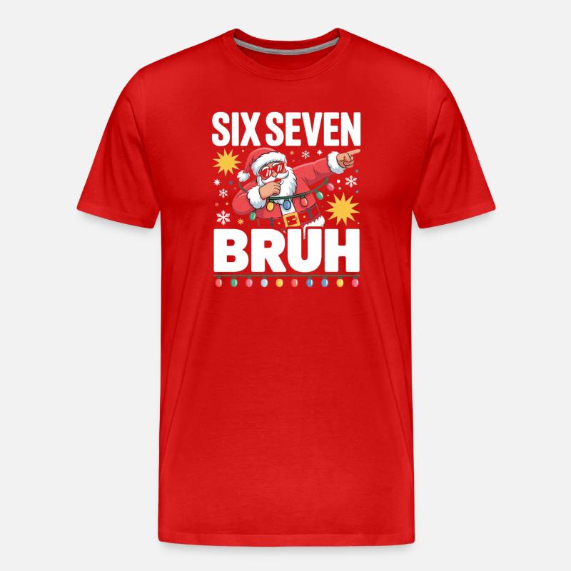 Weihnachtsbruh: Santa mit Lichterkette - Männer Premium Bio T-Shirt - Rot