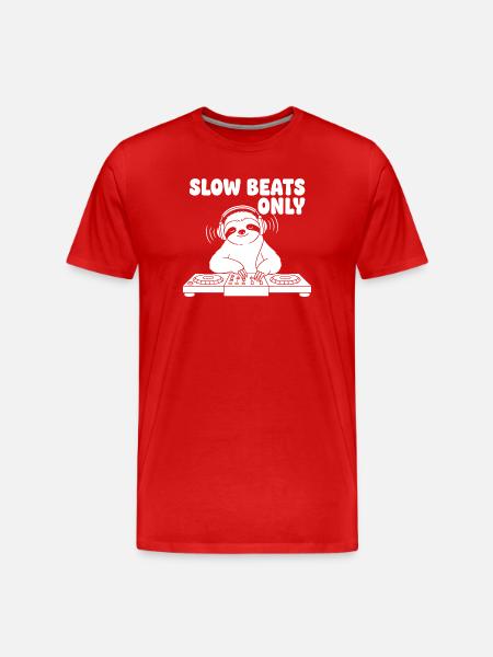 Slow Beats Sloth DJ - Men's Premium Organic T-Shirt - red