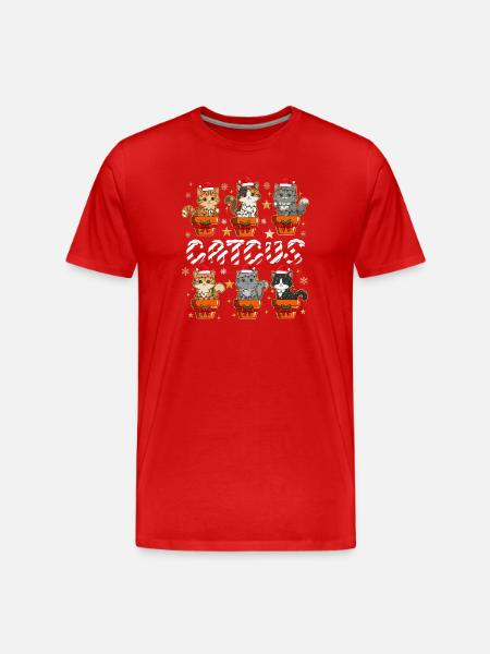 Katzen im GeschenkTopf Weihnachtszauber - Männer Premium Bio T-Shirt - Rot