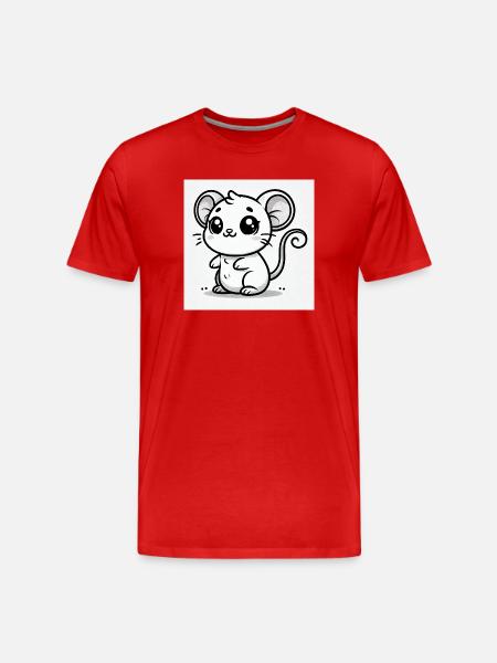Kawaii Mouse Black White - Men's Premium Organic T-Shirt - red