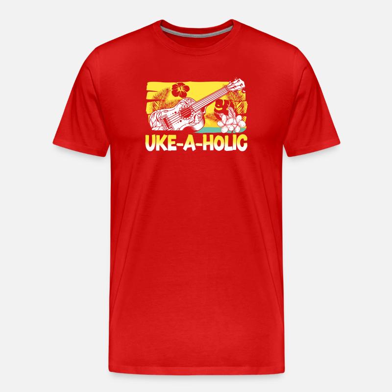 Ukulélé hawaïen uke uke-a-holic - T-shirt bio Premium Homme - rouge
