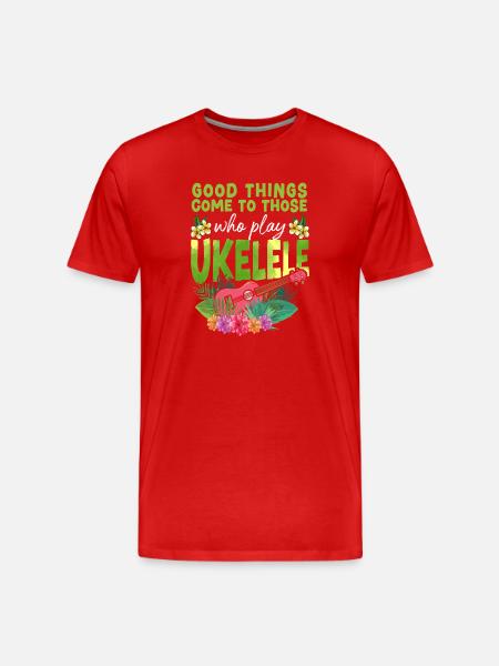 Hawaiian Ukulele Uke Good Things - Men's Premium Organic T-Shirt - red