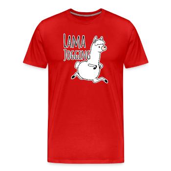 Lama Jogging - lustig der joggt ja wie ein Lama! - Männer Premium Bio T-Shirt - Rot - Vorne - Damien (186cm)