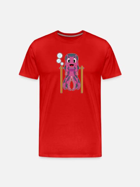 Octopus Bodybuilder Pull-ups Bodybuilding - Men's Premium Organic T-Shirt - red