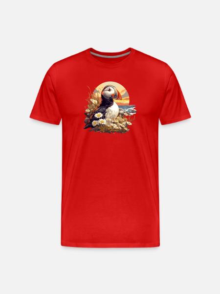 Puffin Papageientaucher - Männer Premium Bio T-Shirt - Rot