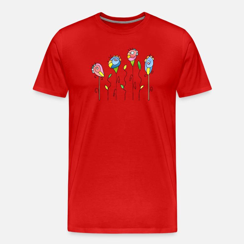 Blumen - Männer Premium Bio T-Shirt - Rot