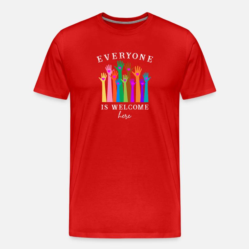 Hier sind alle willkommen - Männer Premium Bio T-Shirt - Rot
