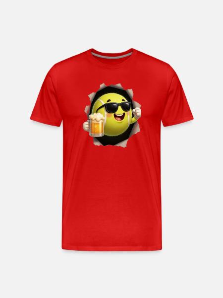 Tennis Bier mit Sonnenbrille - Männer Premium Bio T-Shirt - Rot