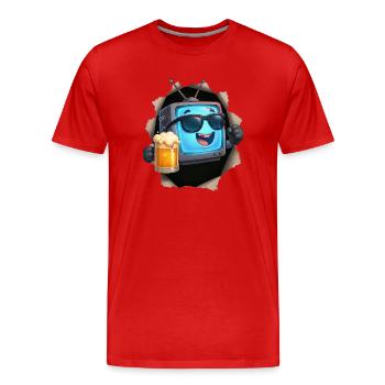 Bière TV - T-shirt bio Premium Homme - rouge - Devant - Damien (186cm)