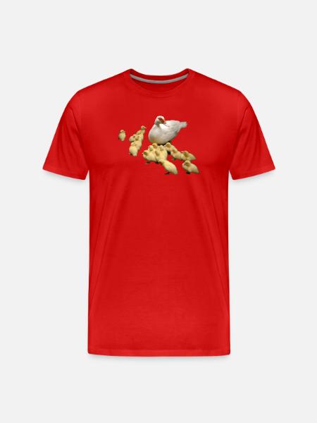 Flugente mit Küken - Männer Premium Bio T-Shirt - Rot