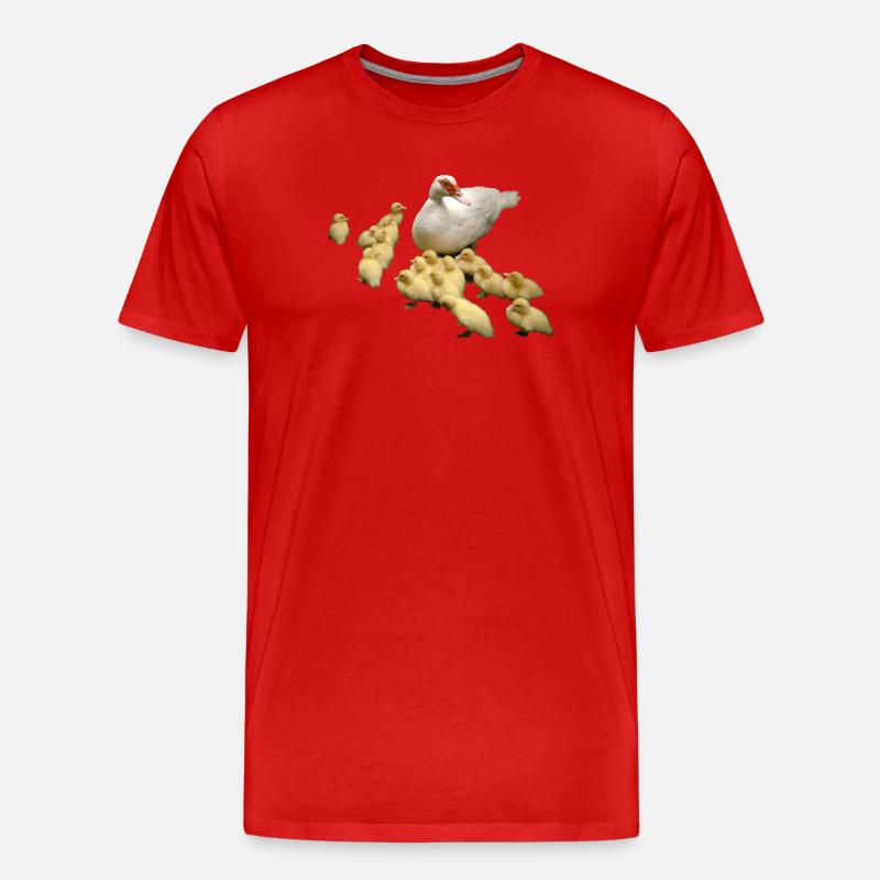Flugente mit Küken - Männer Premium Bio T-Shirt - Rot