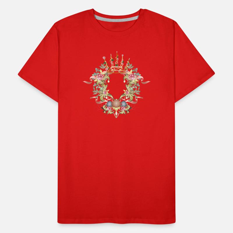 Baroque frame with crown, roses & shell ornament Men's Premium Organic T-Shirt