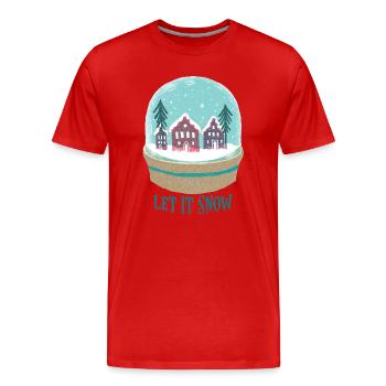 Schneekugel-Dorf im Winter - Männer Premium Bio T-Shirt - Rot - Vorne - Damien (186cm)