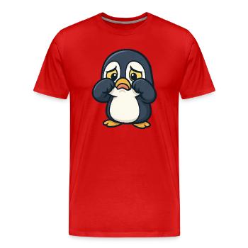 Howl Penguin Cartoon Funny Ironic - Men's Premium Organic T-Shirt - red - Front - Damien (186cm)